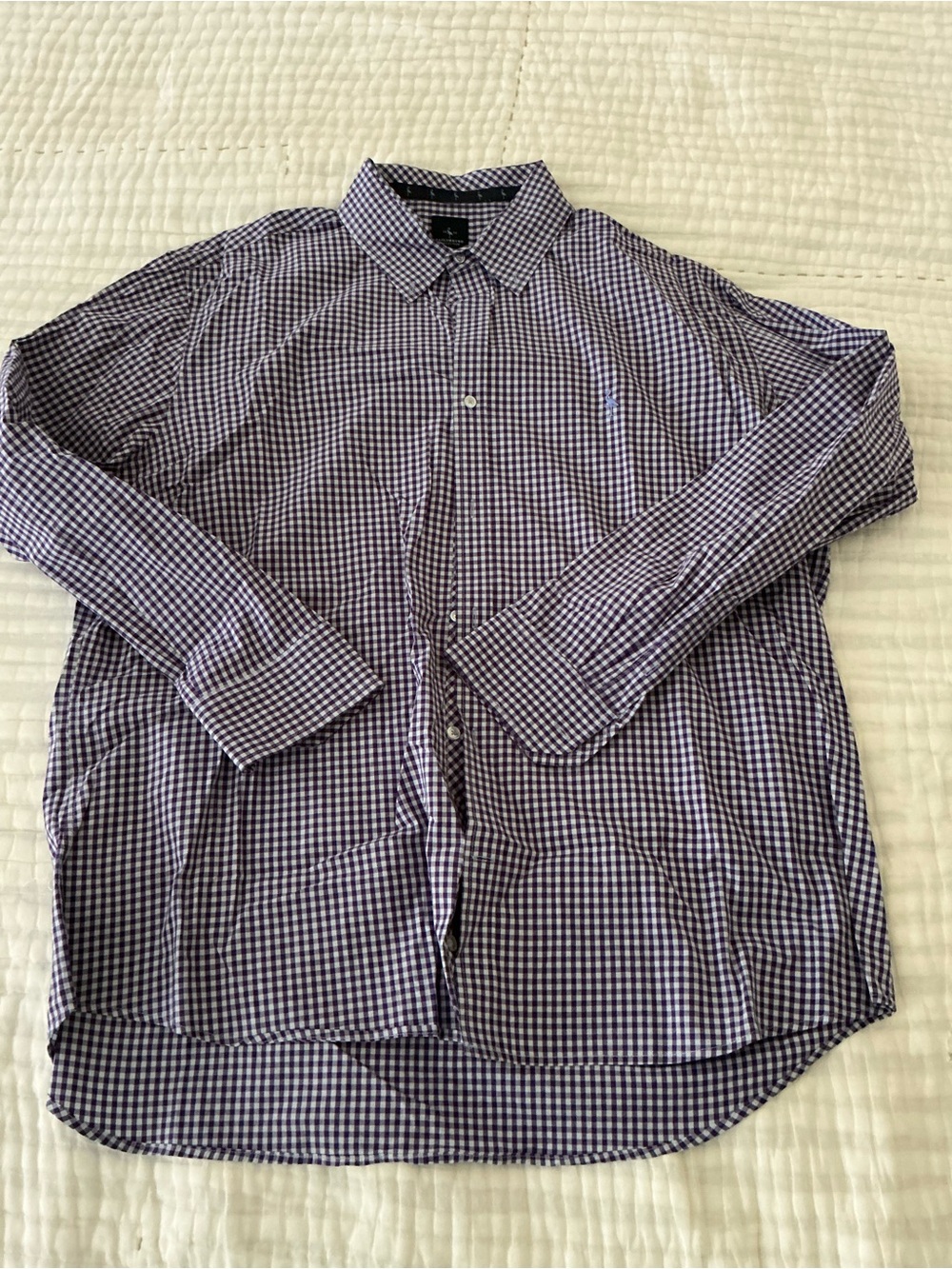 Tailorbyrd Men's Purple & White Gingham Button-Down Shirt